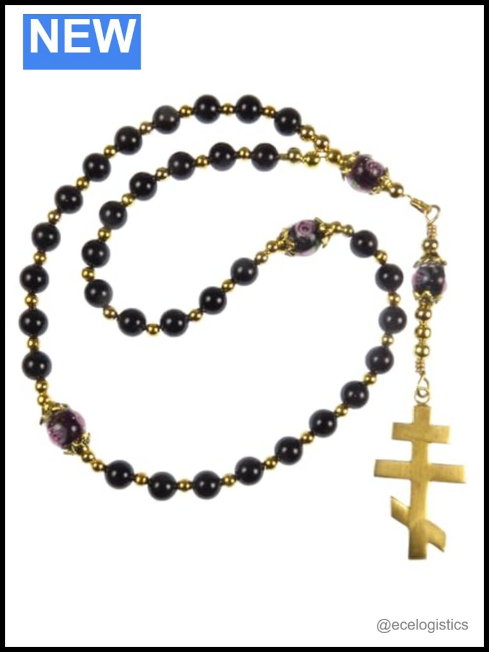 Handmade Orthodox Rosary 33 Bead Chotki Gold Plated Stainless Steel Cross